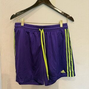 Adidas Women’s Purple Shorts with Neon Green Accents